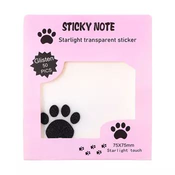 Блок с липким краем, 7575 мм, 50 листов, прозрачные с блестками