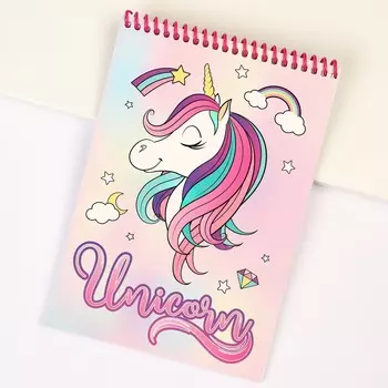 Блокнот а5, на гребне, 40 листов, минни маус и единорог