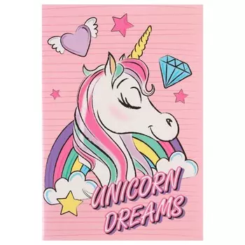 Блокнот а6 32 л на скрепке минни маус единорог