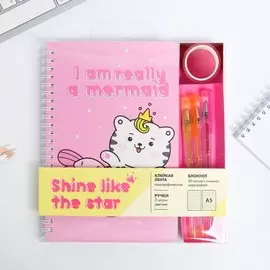 Блокнот со скотчем и ручкой