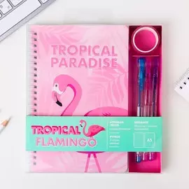 Блокнот со скотчем и ручкой tropical paradise