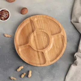 Менажница доляна striata, d=25 см, 5 секций, бамбук, бежевая