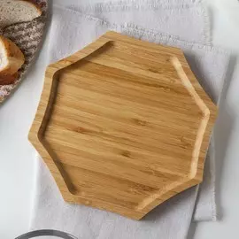 Блюдо для подачи доляна striata, d=19 см, бамбук, бежевое