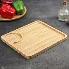 Блюдо для подачи доляна striata, 2824 см, бамбук, бежевое