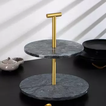 Блюдо из мрамора magistro granite, 2-ярусное, d=25/3033 см, цвет серый