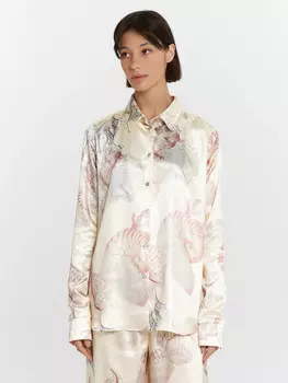 Блузка женская бежевая с принтом