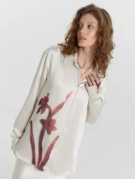 Блузка женская кремовая с принтом