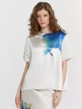 Блузка женская молочная с принтом