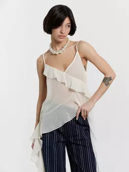 Топ женский полупрозрачный кремовый