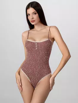 Боди женское с цветочным принтом