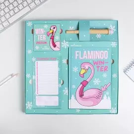 Большой канцелярский набор flamingo winter