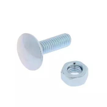 Болт мебельный тундра krep din603 6x20 с гайкой, цинк, 10 шт.