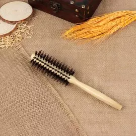 Брашинг для волос, деревянный, комбинированная щетина, d=16/40 мм, 22(±1) см