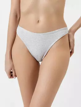 Бразилиана в рубчик с высокой талией в светло-сером цвете