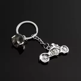 Брелок для ключей автомобиля cartage, байк с каской, хром