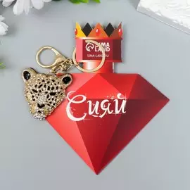 Брелок металл с карабином, эмаль, стразы