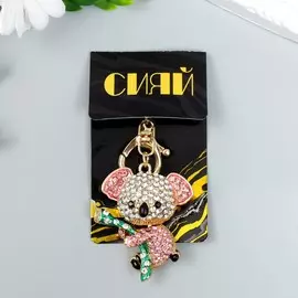 Брелок металл с карабином, эмаль, стразы