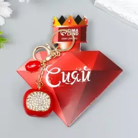 Брелок металл с карабином, эмаль, стразы