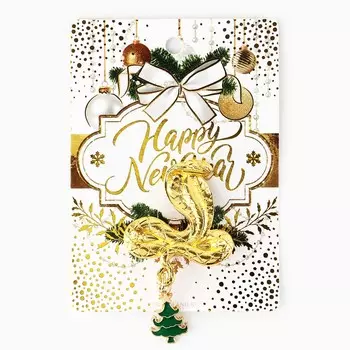 Брошь новогодняя happy new year, 6 х 8 см