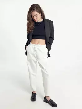 Брюки багги женские в белом цвете
