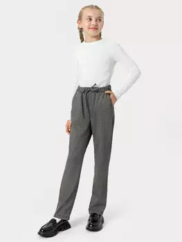 Брюки черно-серые в полоску для девочек
