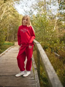 Брюки для девочек красные из коллекции «zakaзnik el’nya / заказник ельня»