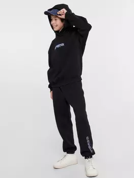 Брюки для мальчиков черные с принтом