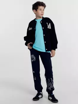 Брюки для мальчиков синие с печатью