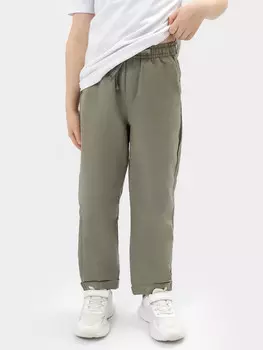 Брюки для мальчиков зеленые из льна и хлопка