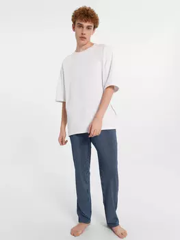 Брюки домашние мужские синие в полоску