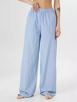 Брюки домашние женские голубые в полоску