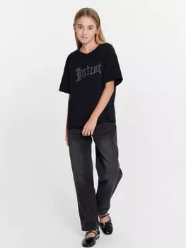 Брюки джинсовые для девочек в черном цвете