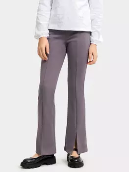 Брюки клеш для девочек в сером оттенке с разрезами