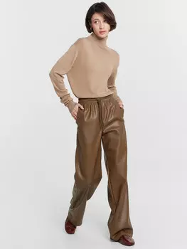 Брюки кожаные женские коричневые