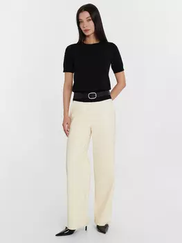 Брюки кожаные женские кремовые