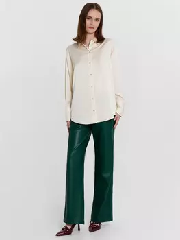 Брюки кожаные женские зеленые