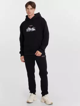 Брюки мужские черные с печатью