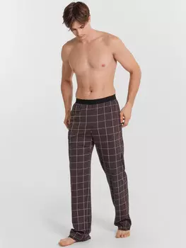 Брюки мужские домашние темно-коричневые в клетку