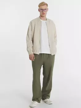 Брюки мужские оливковые из хлопка и льна