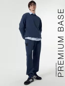 Брюки мужские синие с печатью