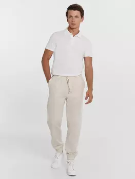 Брюки мужские в молочно-белом цвете из хлопка и льна