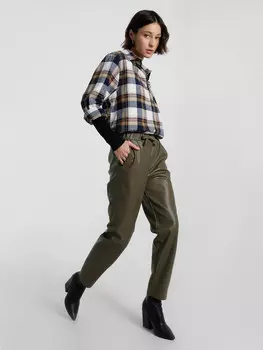 Брюки женские хаки кожаные