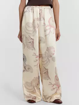 Брюки женские бежевые с принтом