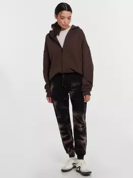 Брюки женские черные с эффектном фаст-дай