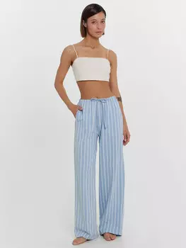 Брюки женские домашние голубые в полоску