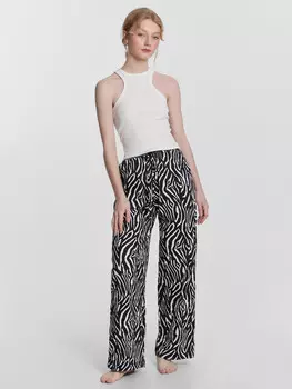 Брюки женские домашние с анималистичным принтом