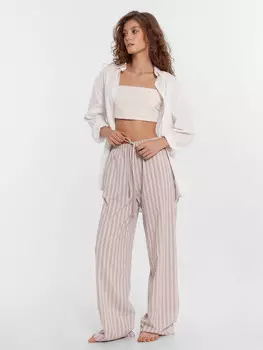 Брюки женские домашние в пепельную полоску