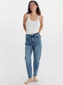 Брюки женские джинсовые mom fit синие