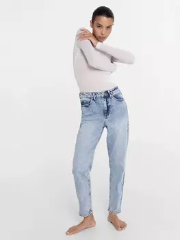 Брюки женские джинсовые mom fit светло-голубые