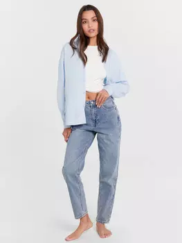 Брюки женские джинсовые mom fit в голубом цвете